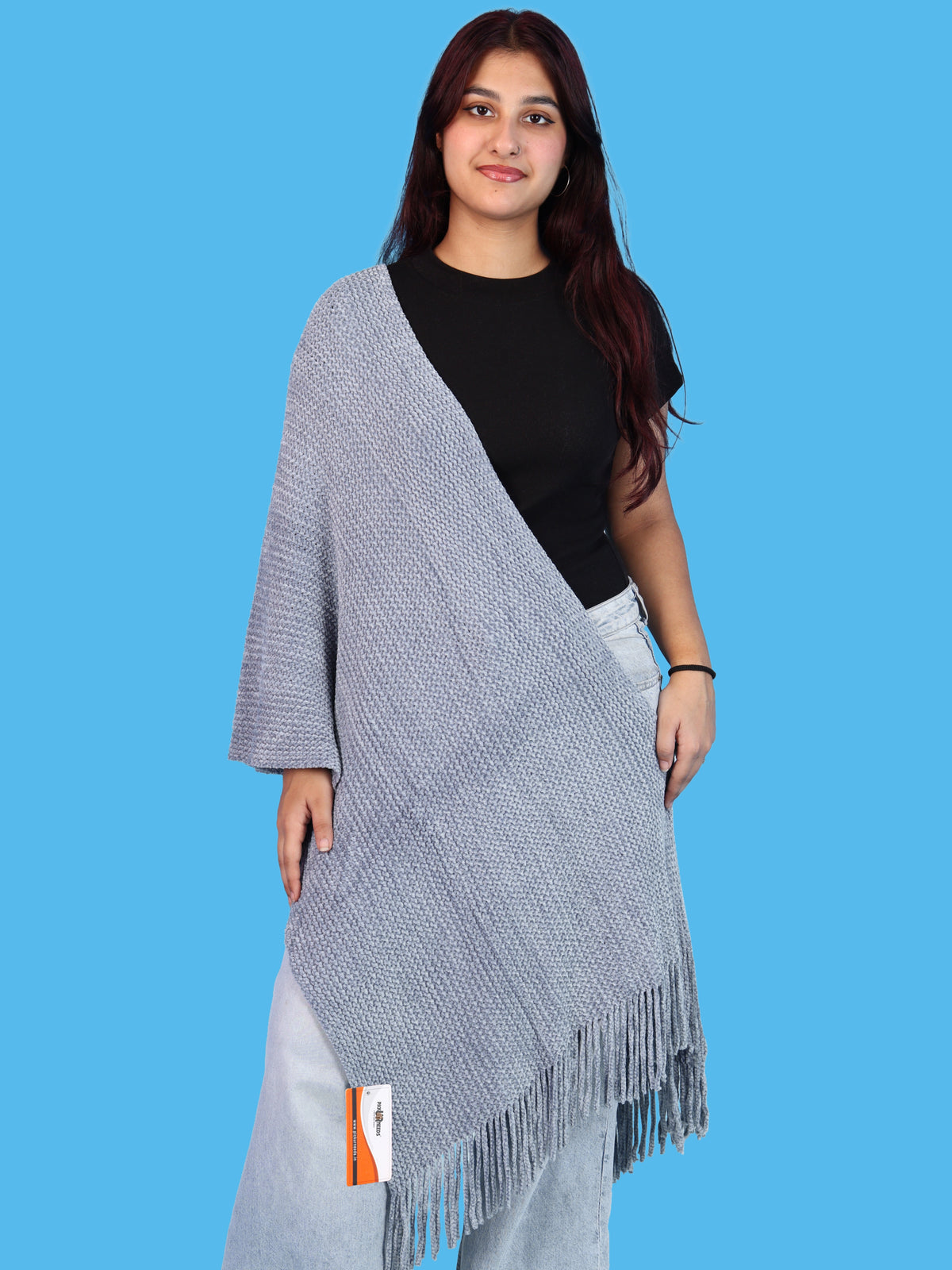 Pick Ur Needs Womens Winter shawl with Soft Plush Texture & Long Fringe Detailing Elegant Wrap for Ladies & Girls Cozy Seasonal Shoulder Cover for Casual, Ethnic & Western Outfits