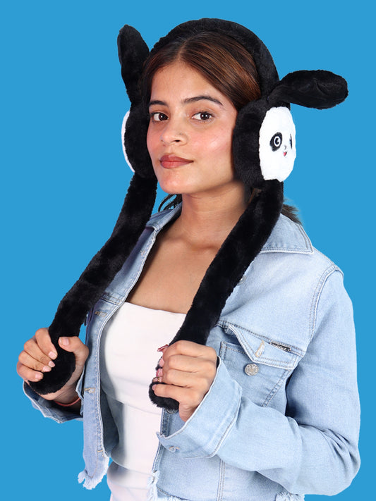 Pick Ur Needs Premium Panda Ear Muffs for Women & Girls, Soft Plush Winter Ear Warmers with Cute Animal Design, Adjustable Fit