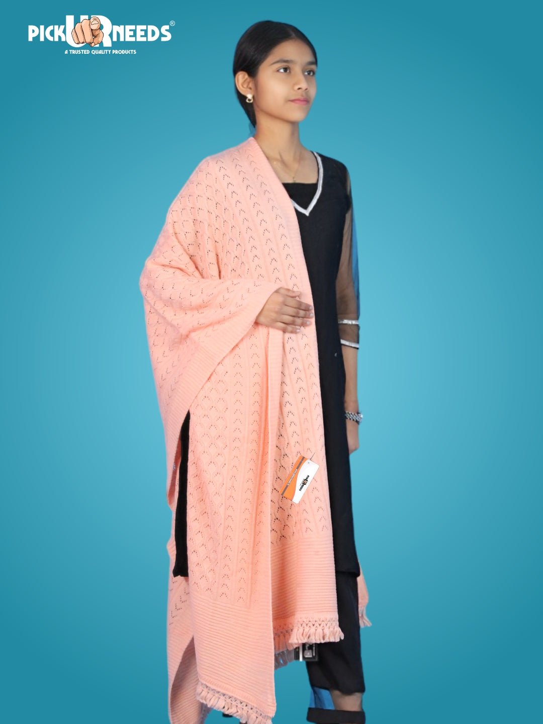 Pick Ur Needs Wool Self Design Women Shawl