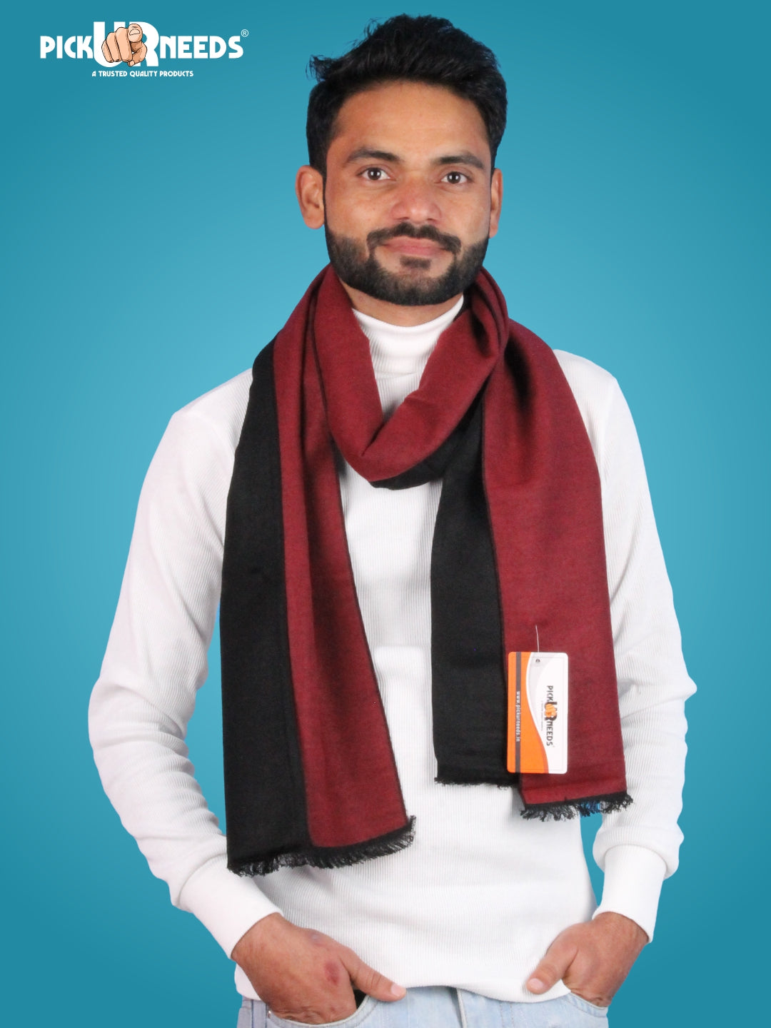 Pick Ur Needs Reversible Winter Muffler for Men Dual-Color Soft Woolen Scarf Warm, Stylish & Lightweight Muffler for Casual, Office & Outdoor Wear