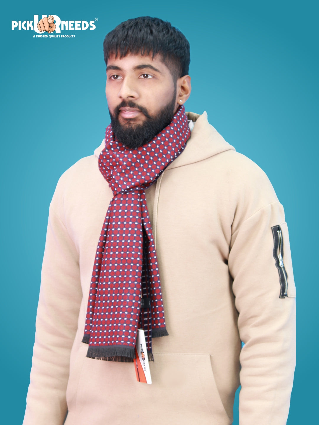 Pick Ur Needs Wool Blend Muffler for Men Soft Winter Scarf with Elegant Checks All-Day Comfort