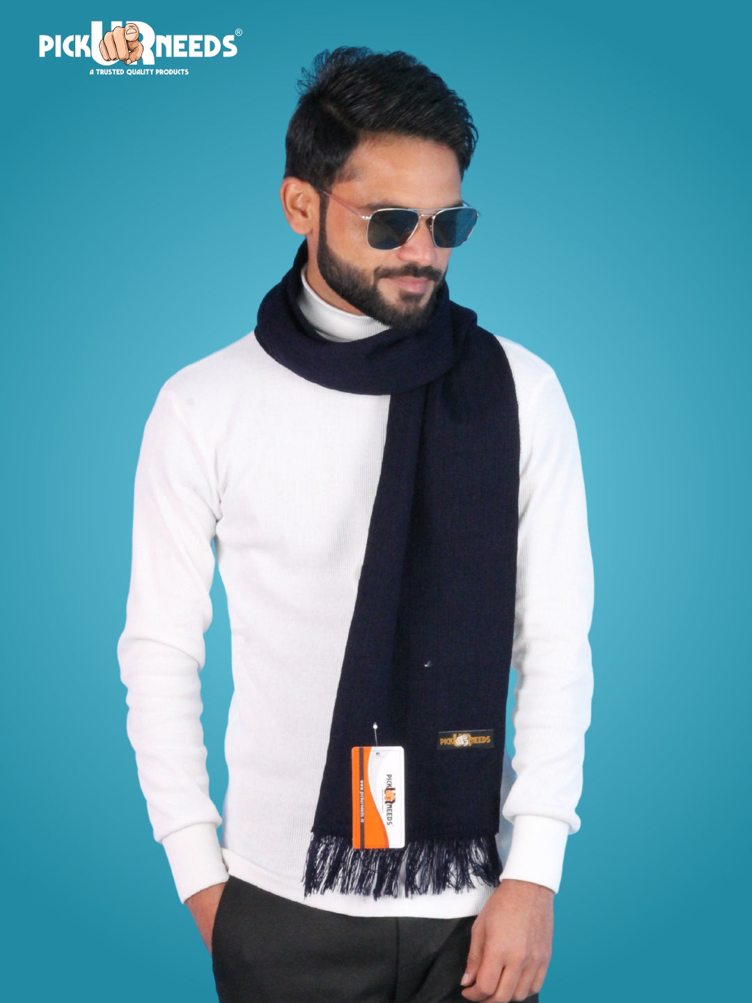 Pick Ur Needs Men’s Winter Woolen Muffler Soft & Warm Knitted Scarf with Fringes Premium Warm Mufflers