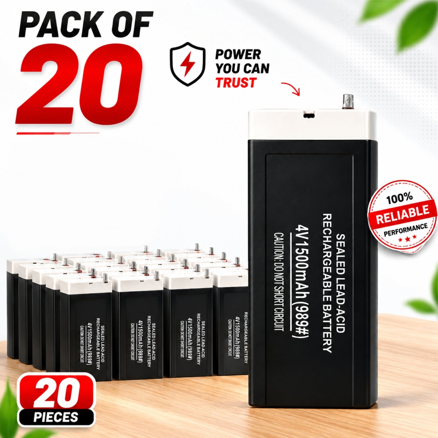 Pick Ur Needs 4V 1500mAh Rechargeable Lead Acid Battery for Emergency & Security Use 4 hrs Lantern Emergency Light (Black)