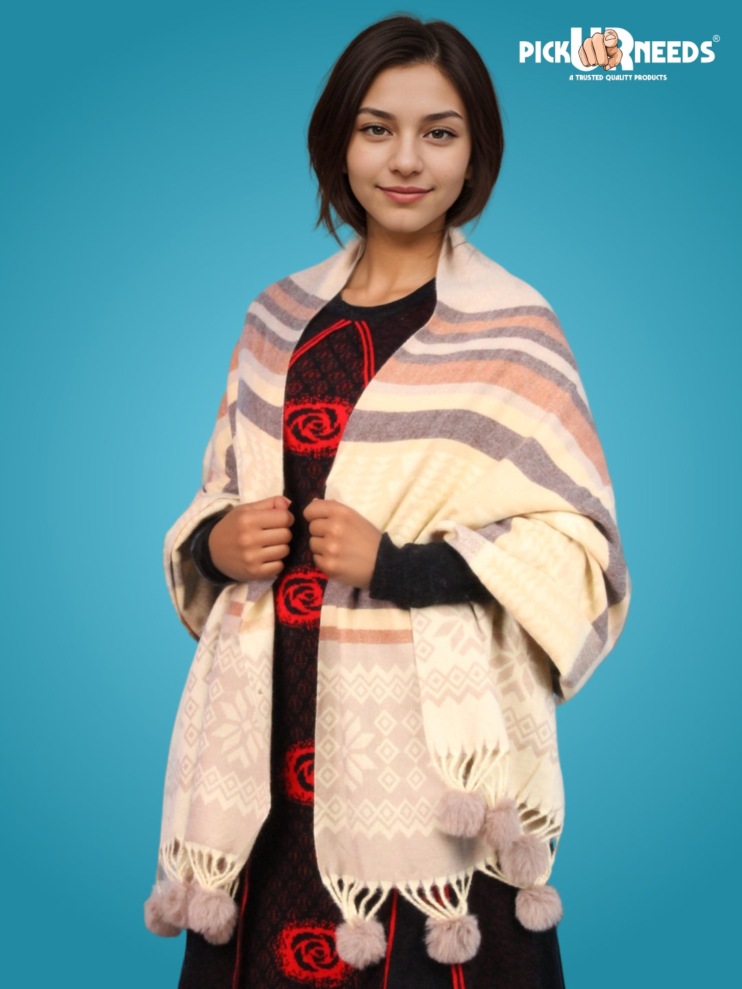 Pick Ur Needs Women's Soft Winter Shaw Warm Wool Blend Wrap  Stylish Tassel Stole