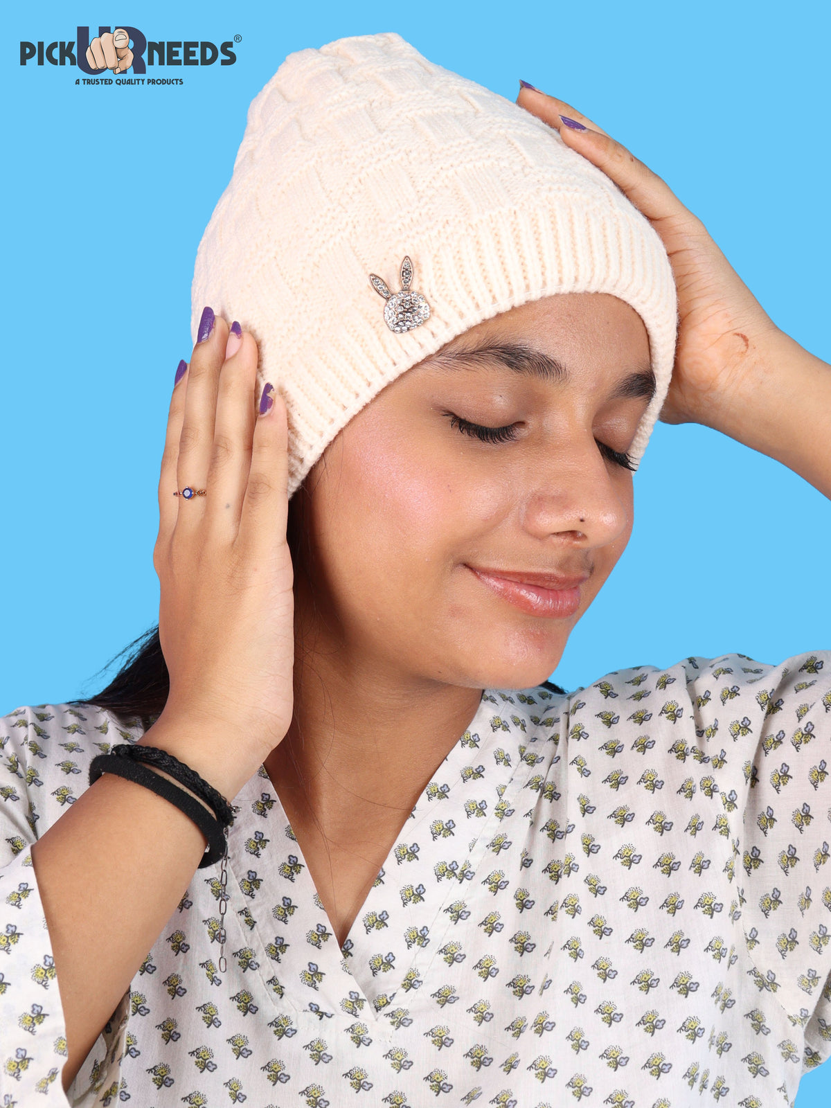 Pick Ur Needs Stylish Winter Cap for Women & Girls Warm Cozy Stretchable with Soft Knit Fabric