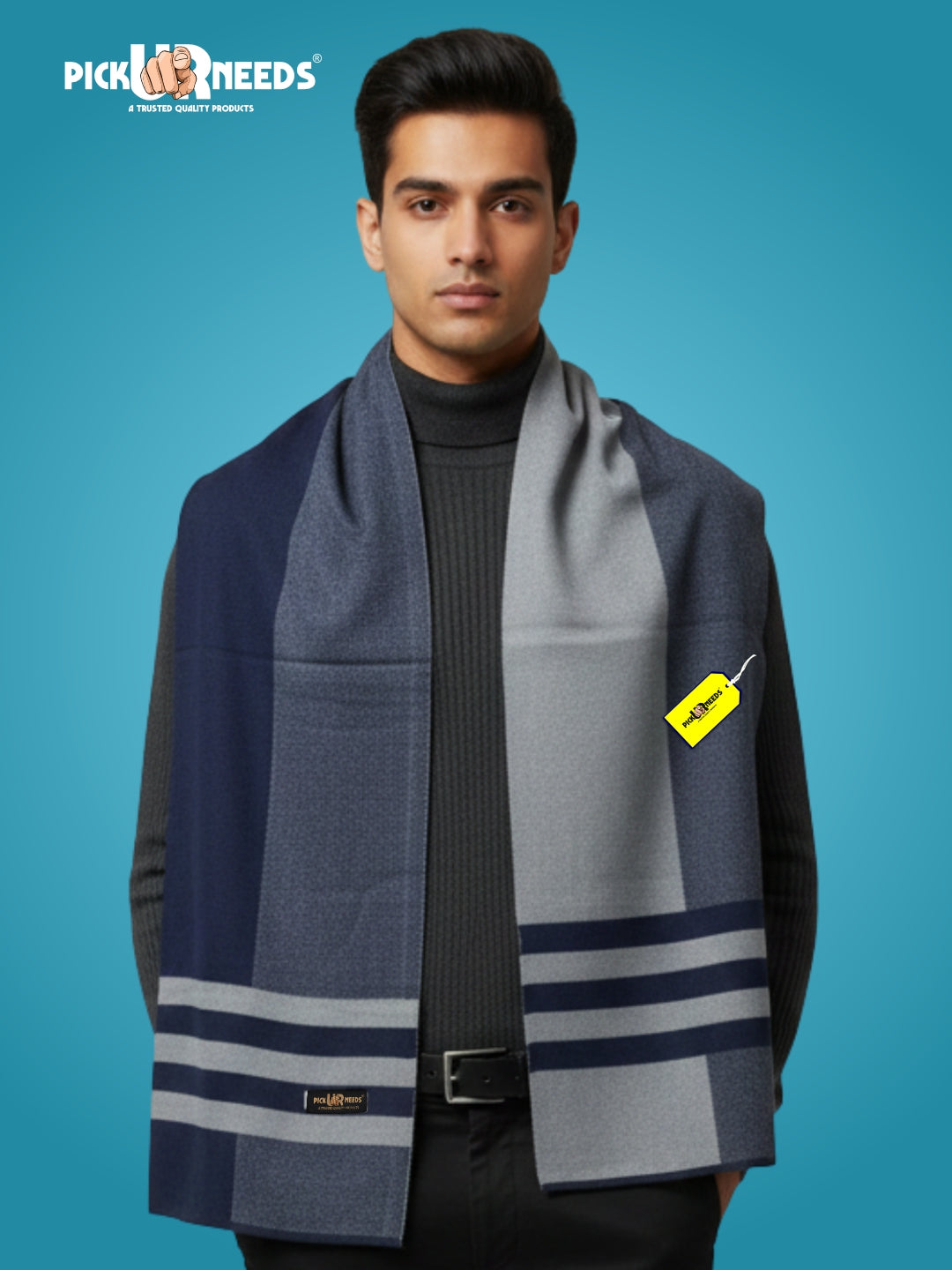 Pick Ur Needs Men’s Premium Winter Wool Muffler – Soft & Warm Knitted Scarf for Casual, Office & Travel Stylish Stripe Design