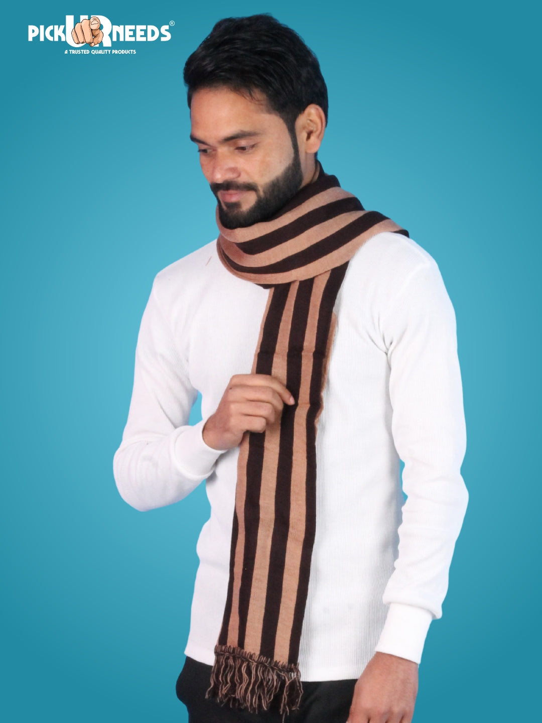 Pick Ur Needs Premium Soft Winter Muffler for Men Stylish Striped Woolen Scarf Warm & Comfortable