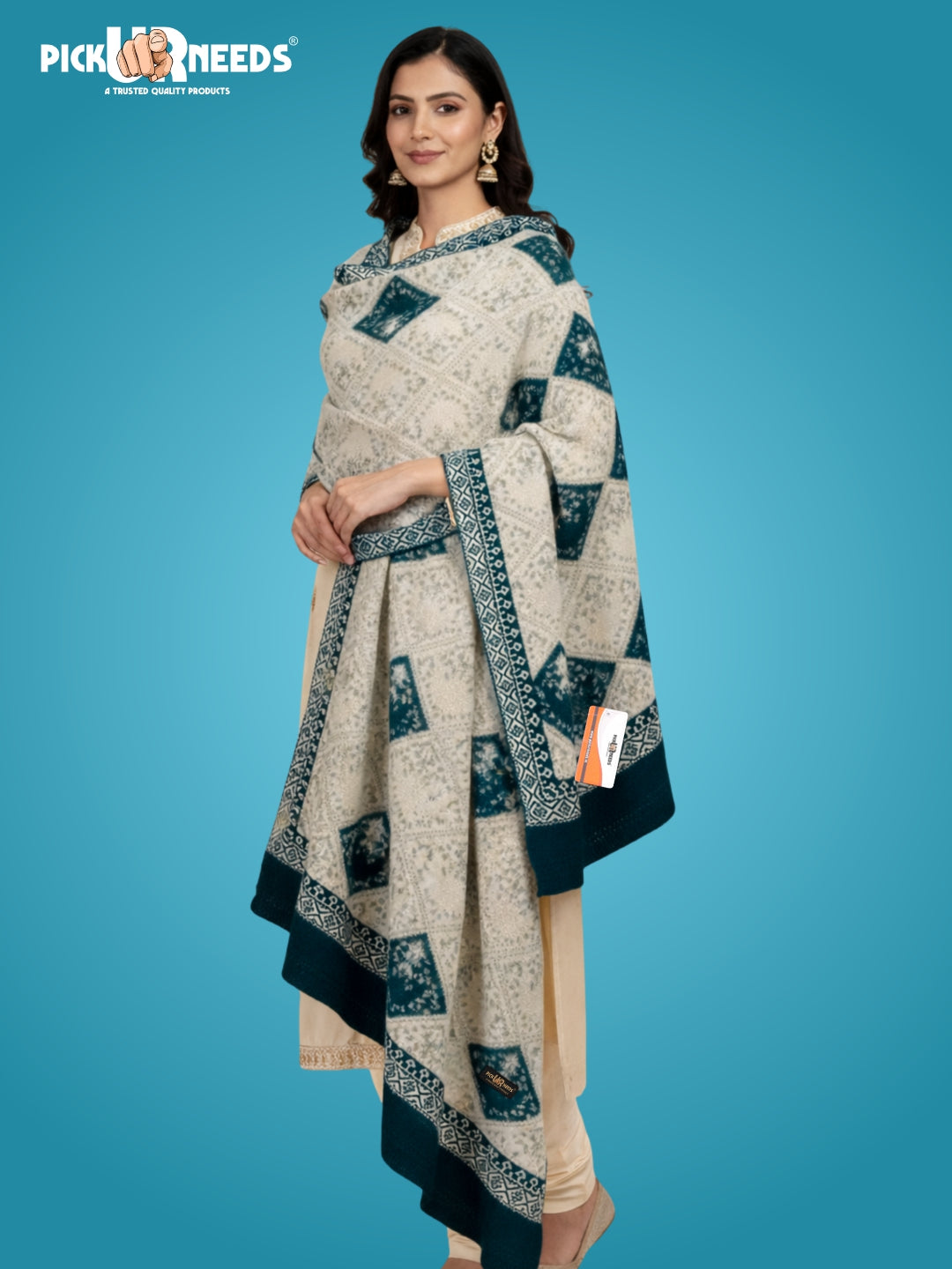 Pick Ur Needs Woolen Shawl for Women | Warm Winter Wool Fabric Shawls with Traditional Prints | Soft & Elegant Ethnic Stole