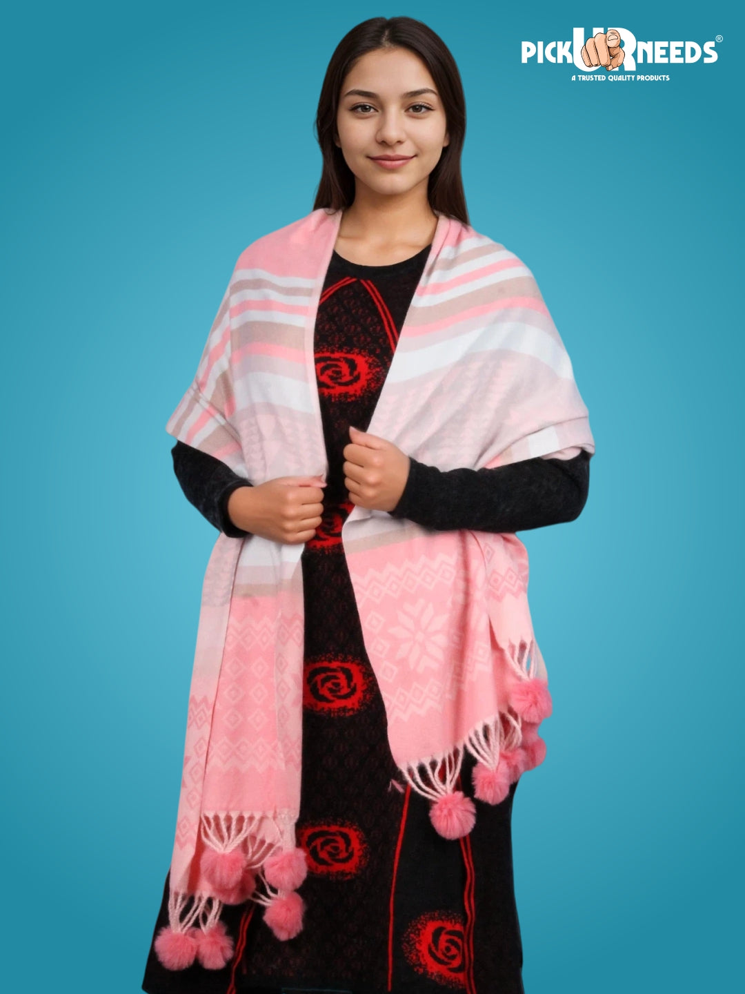 Pick Ur Needs Women's Soft Winter Shaw Warm Wool Blend Wrap  Stylish Tassel Stole