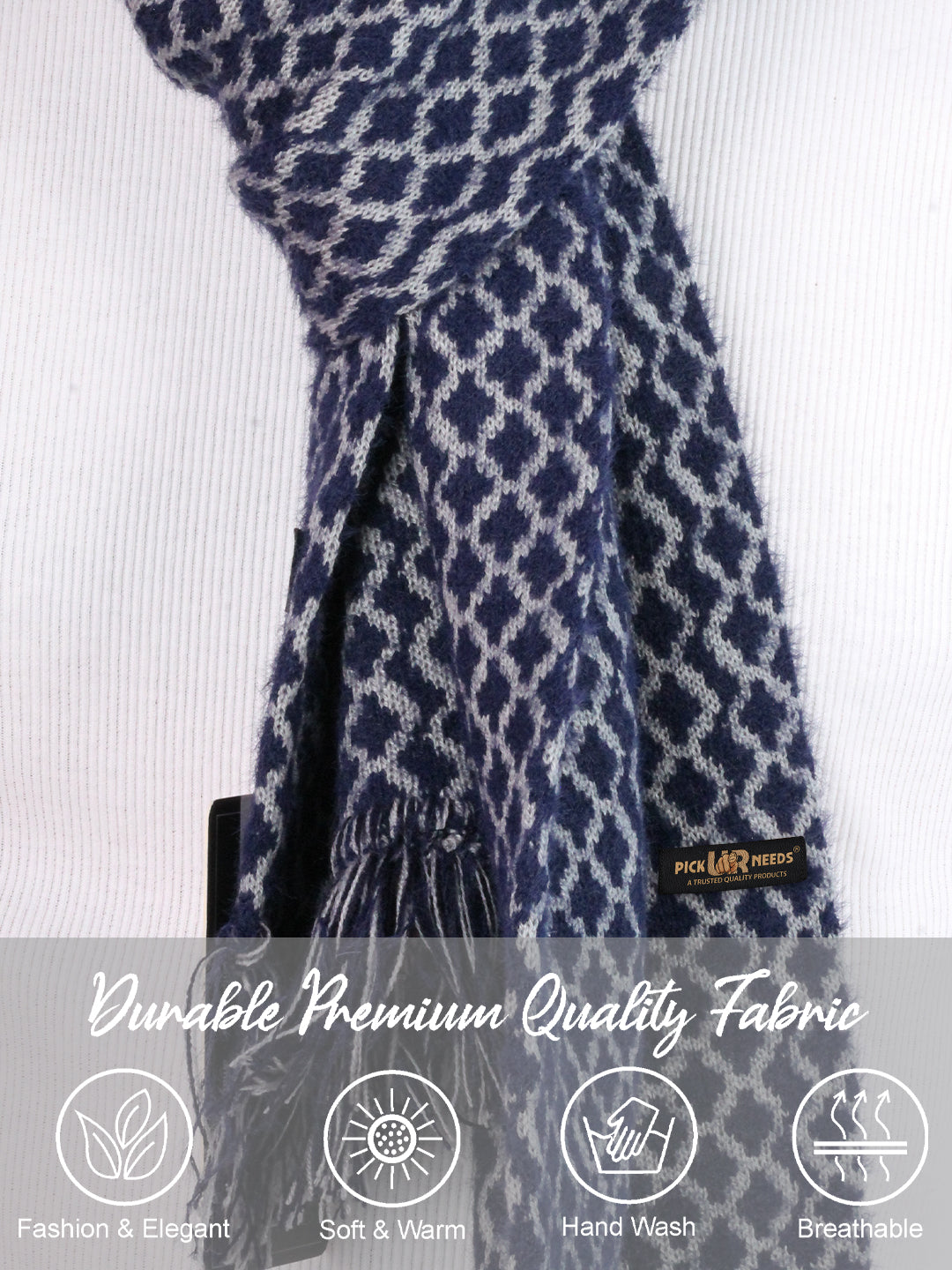Pick Ur Needs Soft Warm Woolen Premium Winter Muffler for Men Scarf with Stylish Check Pattern Long & Comfortable Cold Weather Neck Wrap
