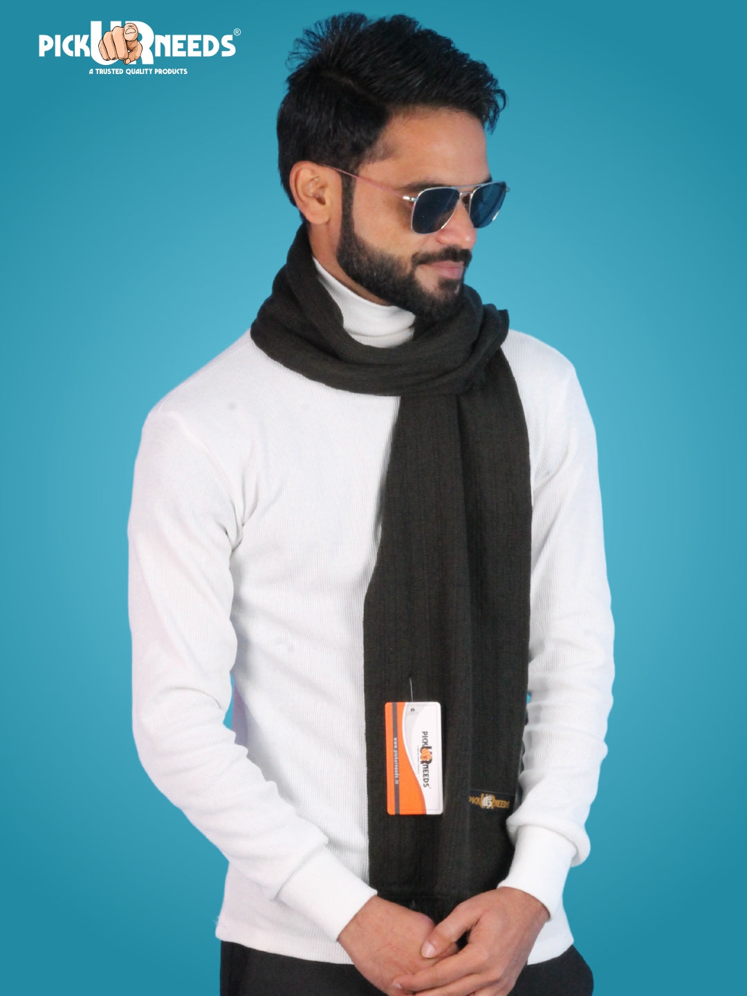 Pick Ur Needs Men’s Winter Woolen Muffler Soft & Warm Knitted Scarf with Fringes Premium Warm Mufflers