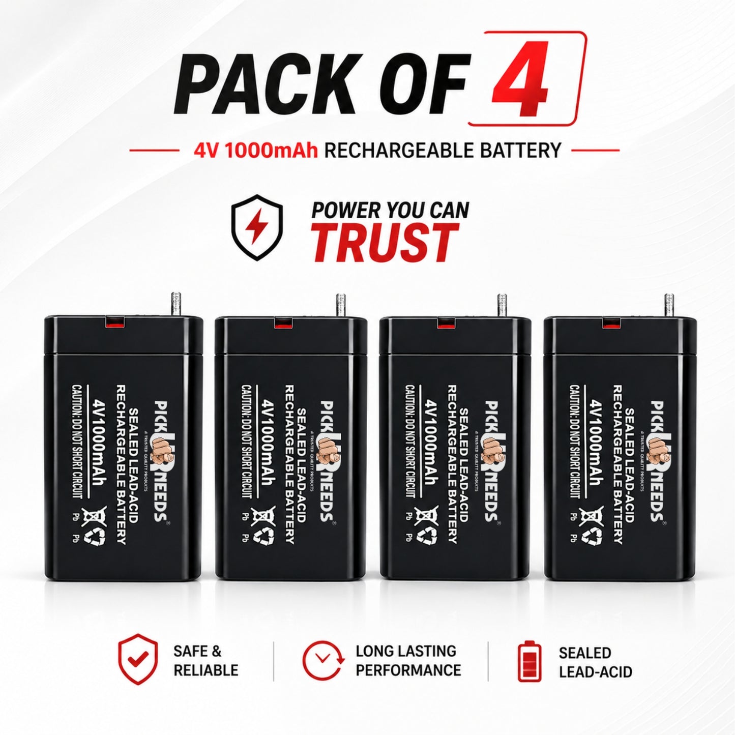 Pick Ur Needs Emergency Light Durable 4V 1000mAh Sealed Lead Acid Battery 4 hrs Lantern Emergency Light (Black)