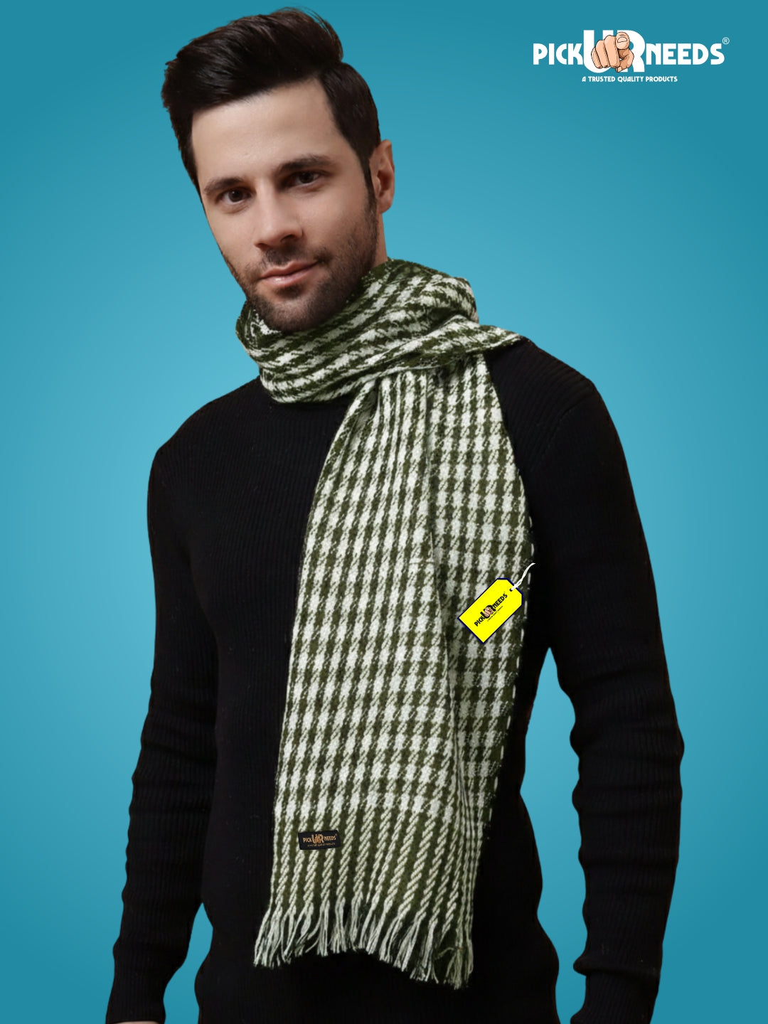 Pick Ur Needs Premium Men's Warm And Stylish Woolen Muffler With Multicolour Stripes And Stylish Tussles Ends