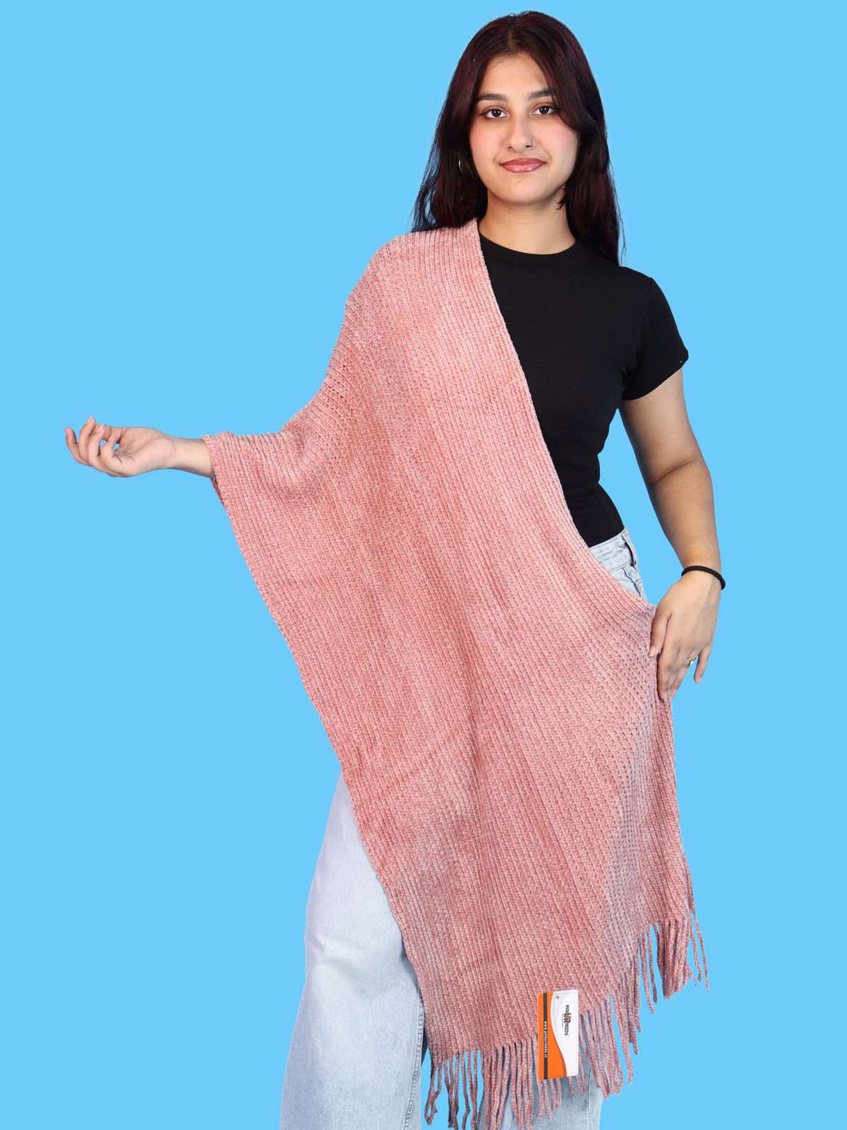 Pick Ur Needs Womens Winter shawl with Soft Plush Texture & Long Fringe Detailing Elegant Wrap for Ladies & Girls Cozy Seasonal Shoulder Cover for Casual, Ethnic & Western Outfits