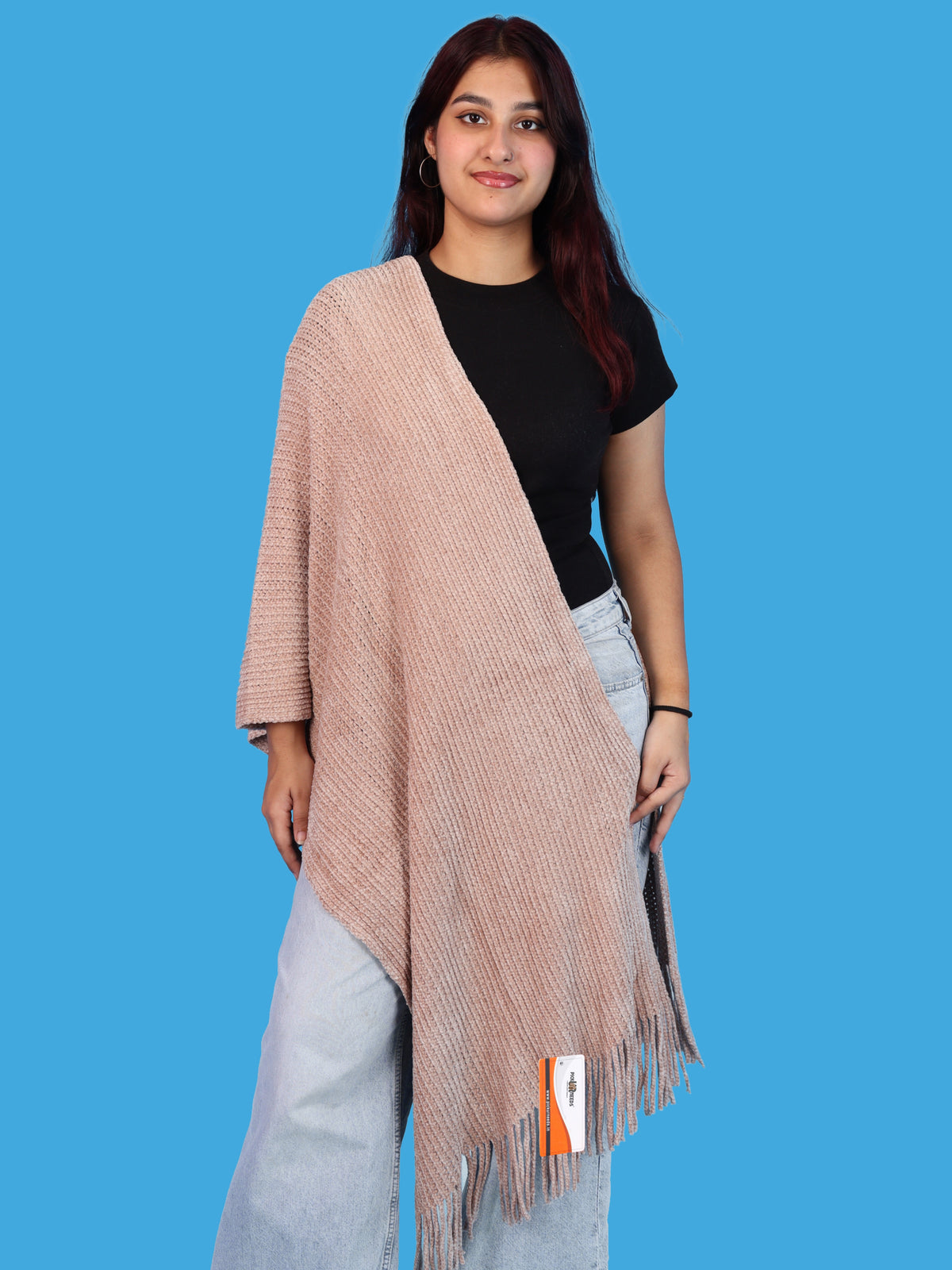 Pick Ur Needs Womens Winter shawl with Soft Plush Texture & Long Fringe Detailing Elegant Wrap for Ladies & Girls Cozy Seasonal Shoulder Cover for Casual, Ethnic & Western Outfits