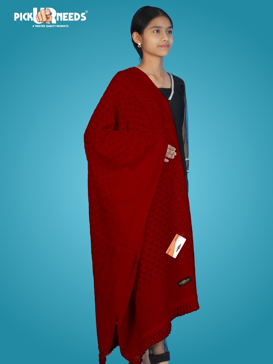 Pick Ur Needs Wool Self Design Women Shawl