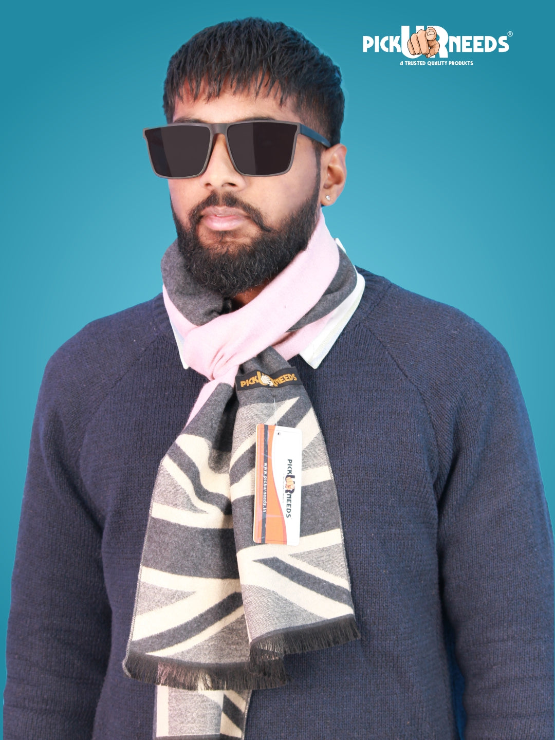 Pick Ur Needs Wool Blend Muffler for Men Soft Winter Scarf with Elegant Checks All-Day Comfort