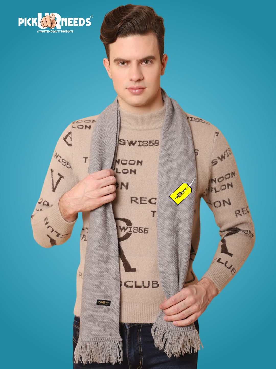 Pick Ur Needs Premium Soft, Warm & Breathable Wool Blend Winter Scarf for Men Fashionable Elegant Muffler