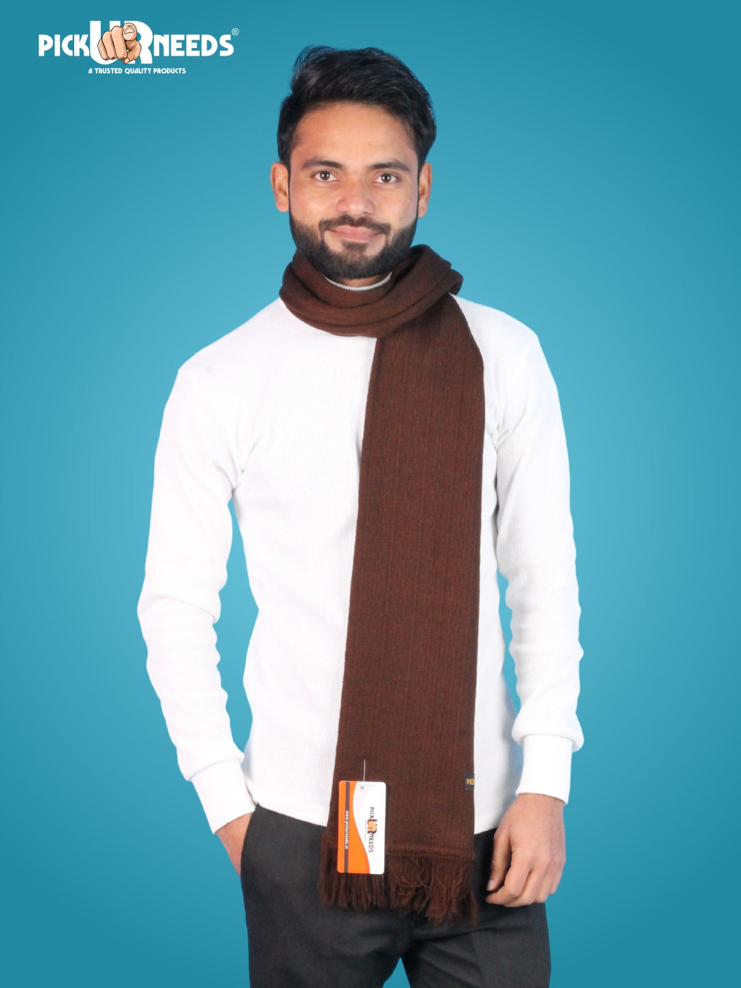 Pick Ur Needs Men’s Winter Woolen Muffler Soft & Warm Knitted Scarf with Fringes Premium Warm Mufflers