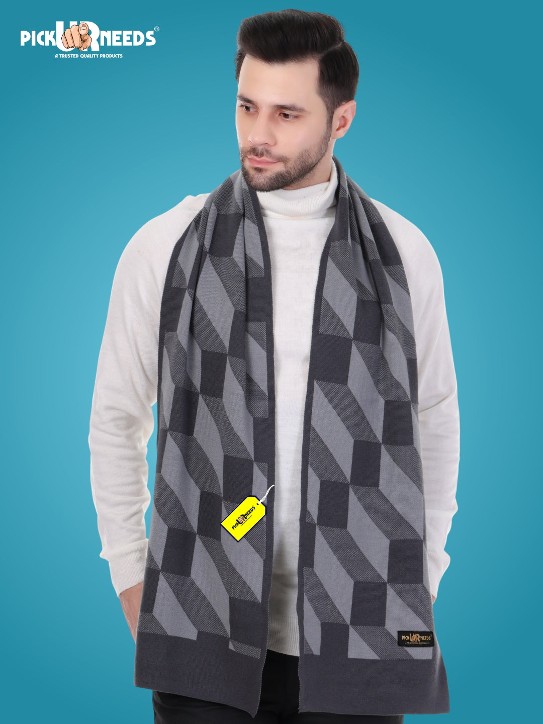 Pick Ur Needs Men’s Premium Winter Wool Muffler – Soft & Warm Knitted Scarf for Casual, Office & Travel Stylish Stripe Design
