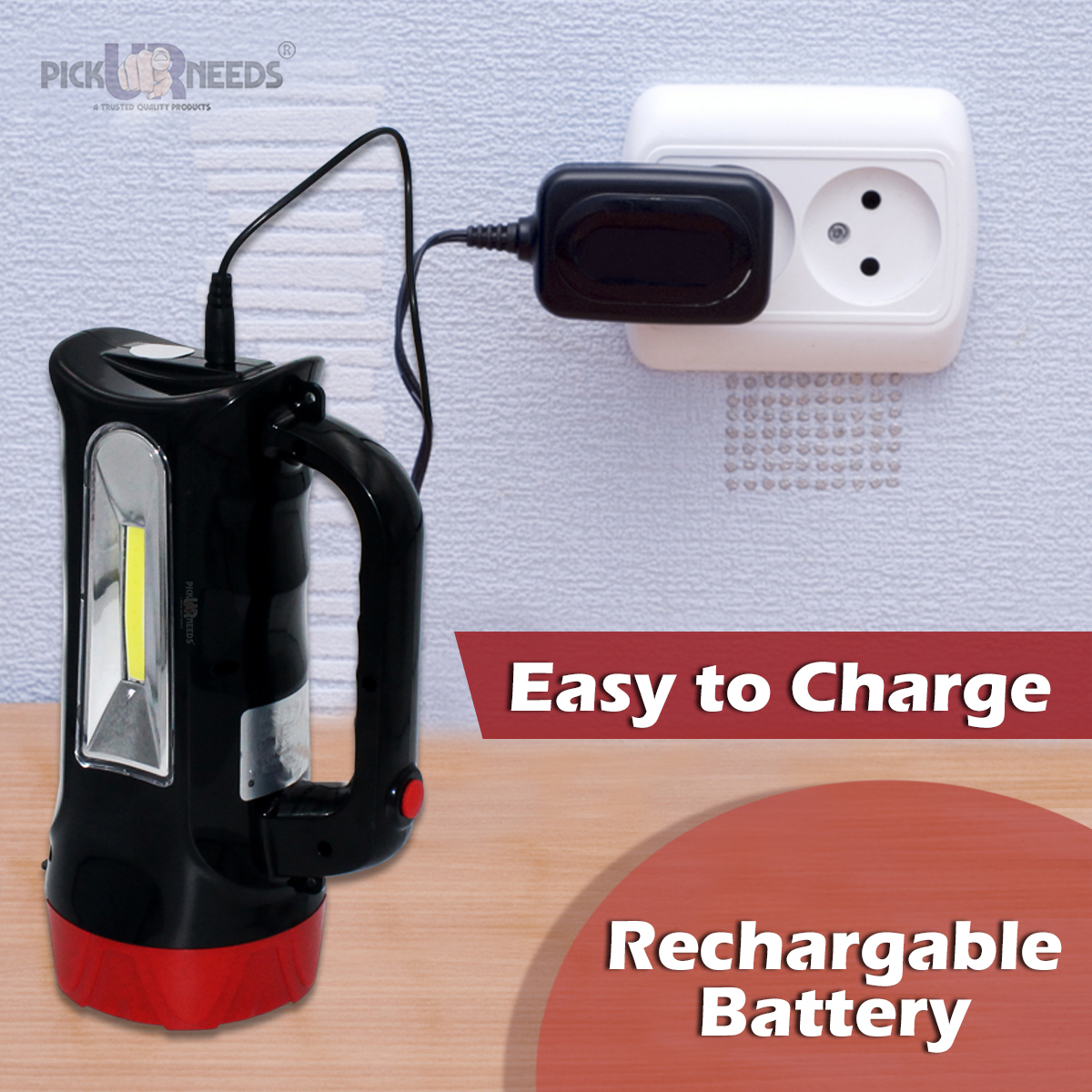 Pick Ur Needs 50W Rechargeable Blinker With Side Light Waterproof Bright Torch 6 hrs Torch Emergency Light