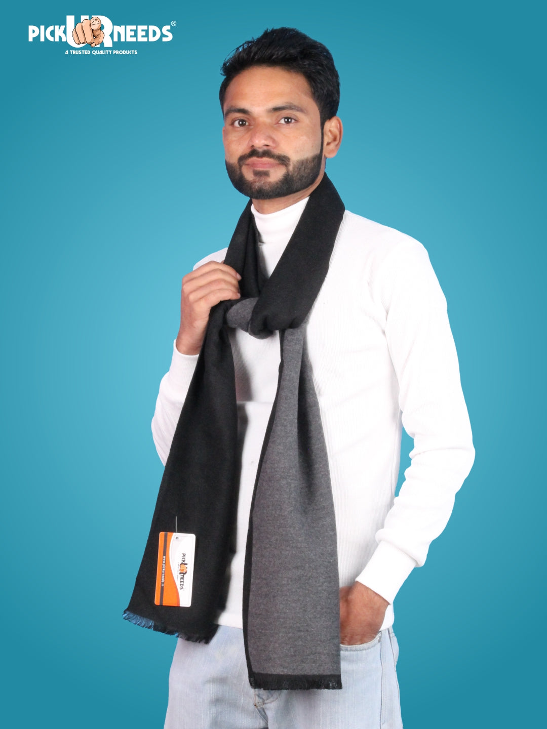 Pick Ur Needs Reversible Winter Muffler for Men Dual-Color Soft Woolen Scarf Warm, Stylish & Lightweight Muffler for Casual, Office & Outdoor Wear