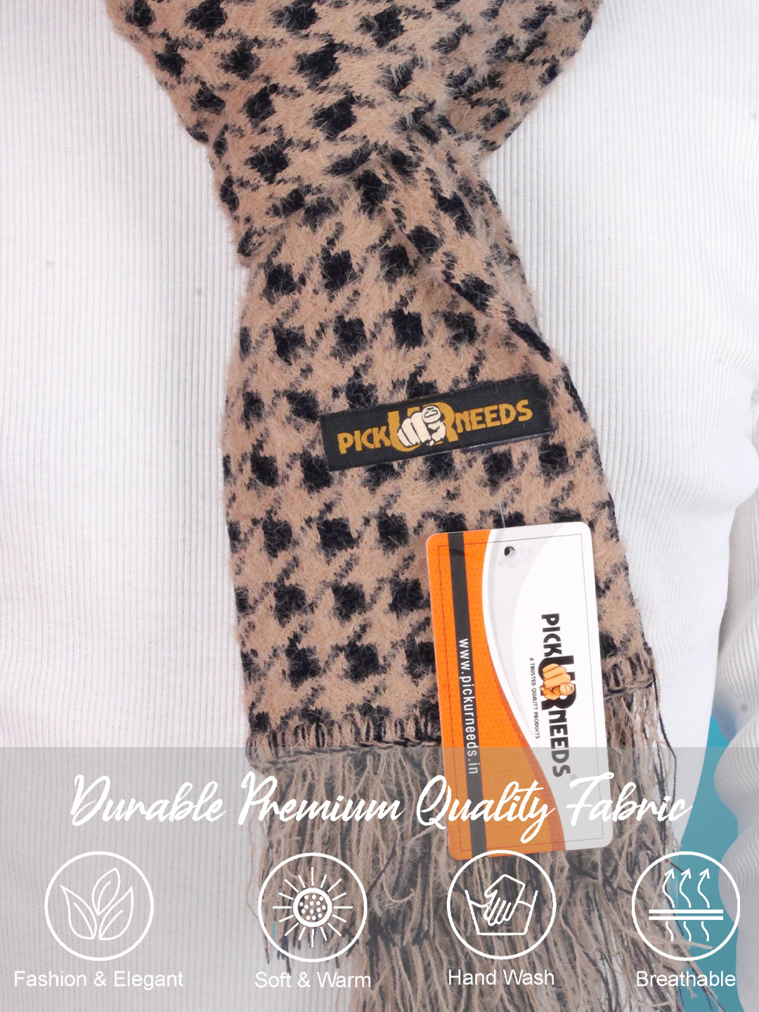 Pick Ur Needs Soft Warm Woolen Premium Winter Muffler for Men Scarf with Stylish Check Pattern Long & Comfortable Cold Weather Neck Wrap