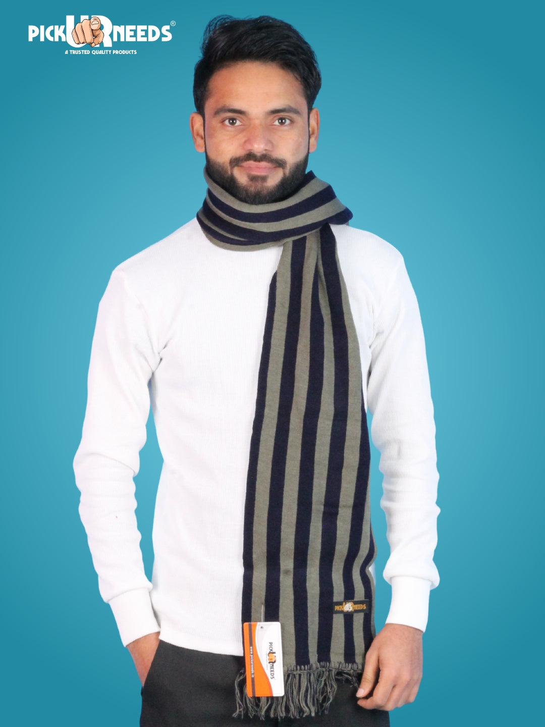 Pick Ur Needs Premium Soft Winter Muffler for Men Stylish Striped Woolen Scarf Warm & Comfortable
