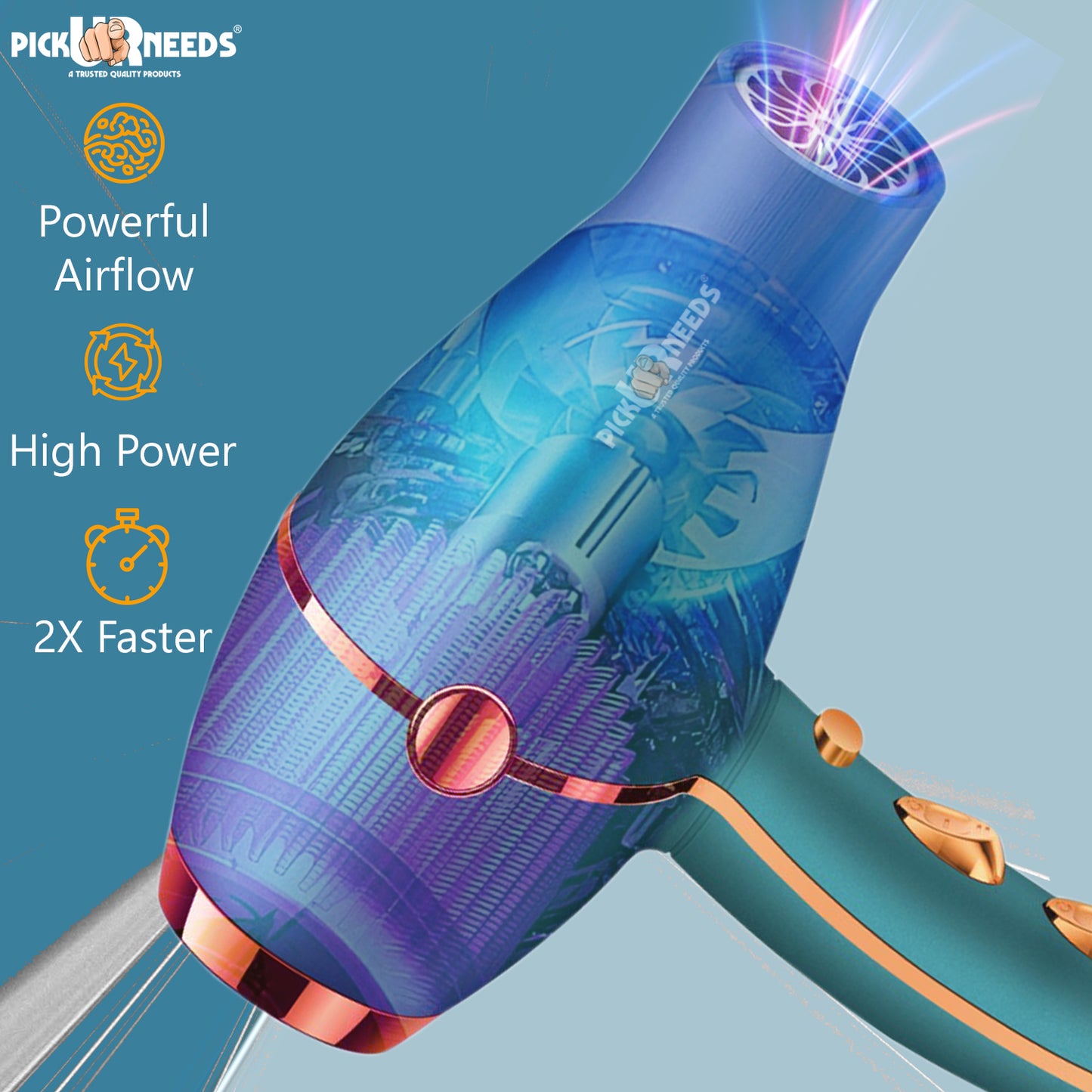 Pick Ur Needs Stylish Professional Hair Dryer For Men/Women With 5000 Watt Powerfull Motor 3 Temperature 2 Wind Force Modes Premium Hair Dryer