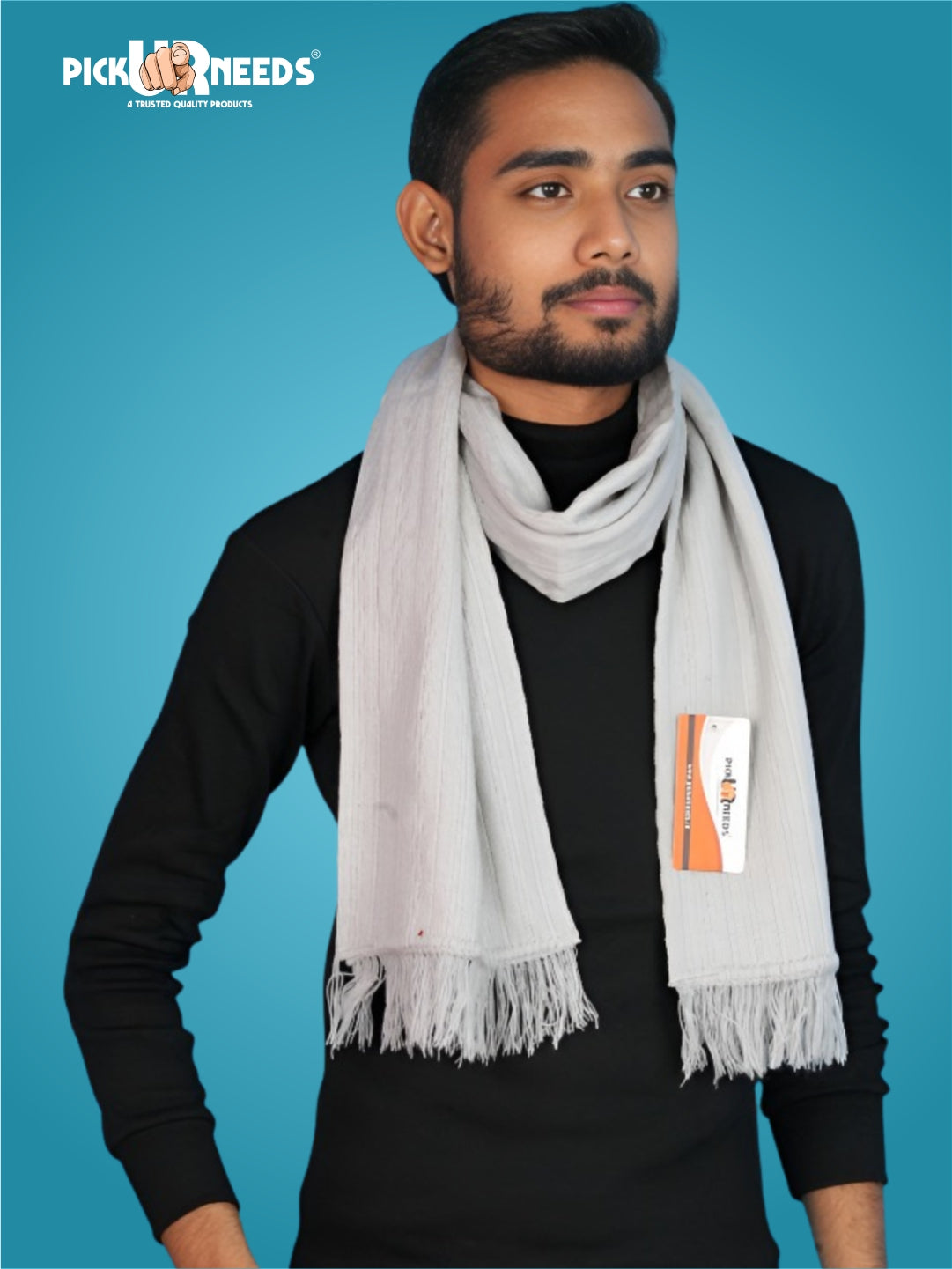 Pick Ur Needs Men’s Winter Woolen Muffler Soft & Warm Knitted Scarf with Fringes Premium Warm Mufflers