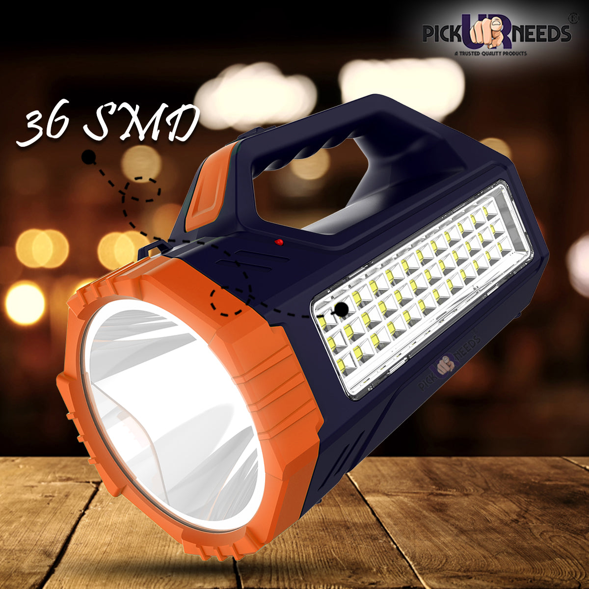 Pick Ur Needs Rechargeable Bright Led Torch Light Laser Long Range High Power Search Light Kisan Rechargeable with 36 Led Side Emergency Lights