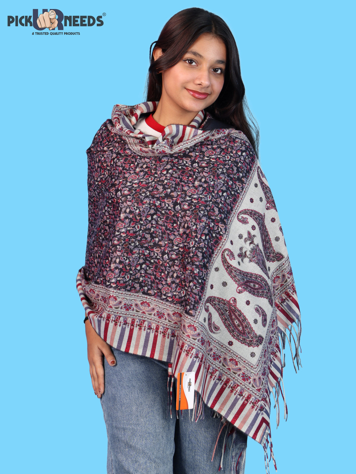 Pick Ur Needs Women Winter Shawl & Muffler Soft Warm Floral Paisley Printed Stole with Tassels Stylish Lightweight Neck Wrap Scarf for Women & Girls