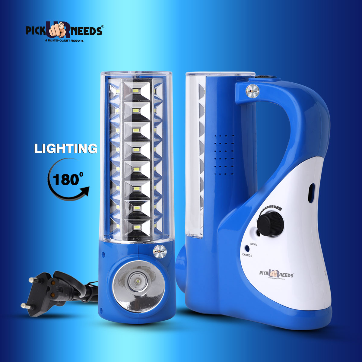 Pick Ur Needs Rechargeable Emergency 2 In 1 Home LED Torch Lantern Lamp Light with 24 SMD Light