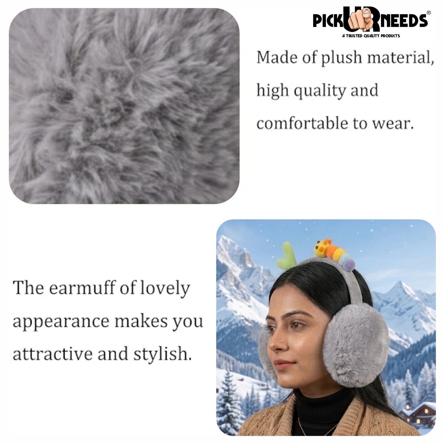 Pick Ur Needs Stylish Stone Design Foldable / Adjustable Ear Muff High Quality Furr Ear Warmer Ear Muff