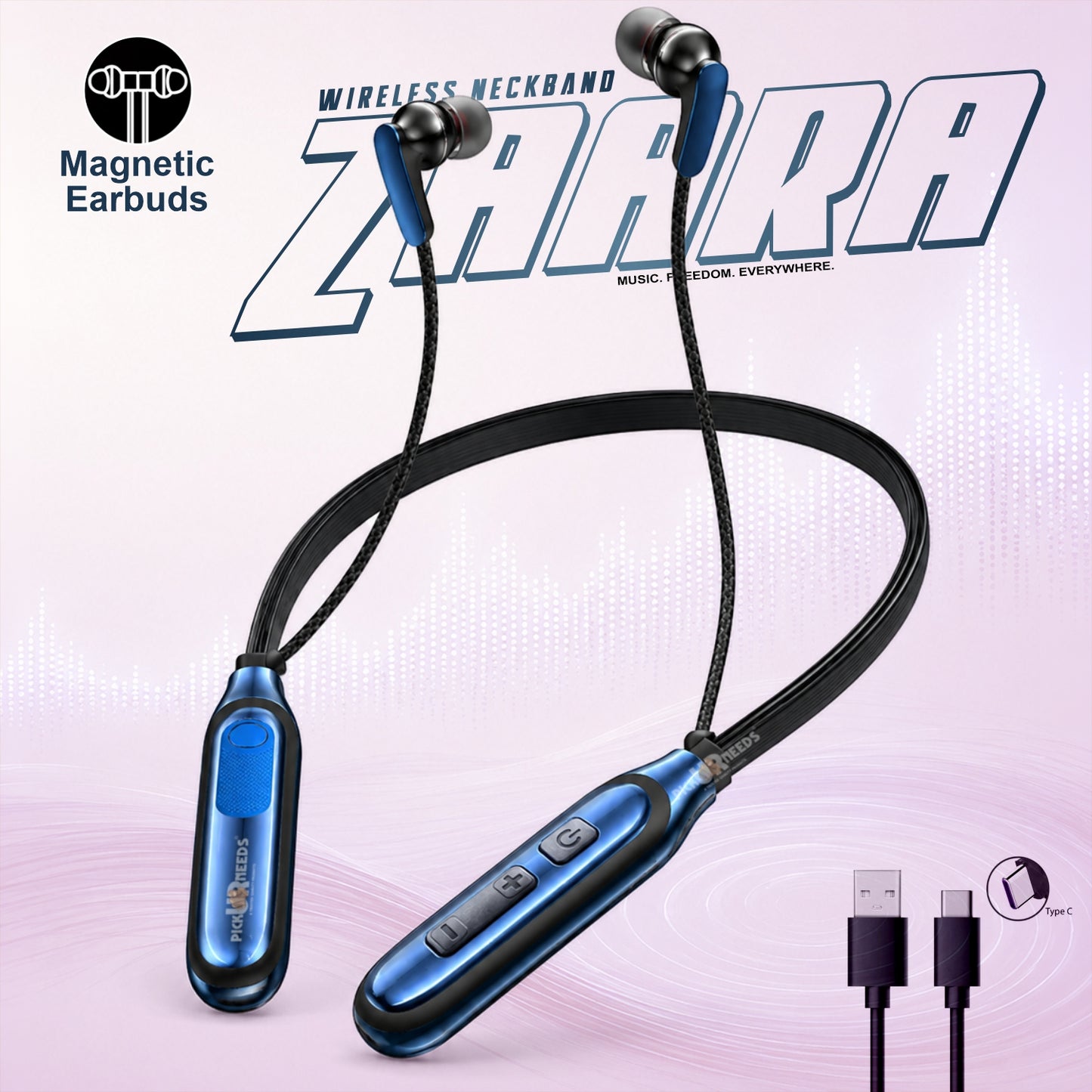 Wireless Neckband HD Sound, Magnetic Earbuds, Built-in Mic, Hands-Free Calling