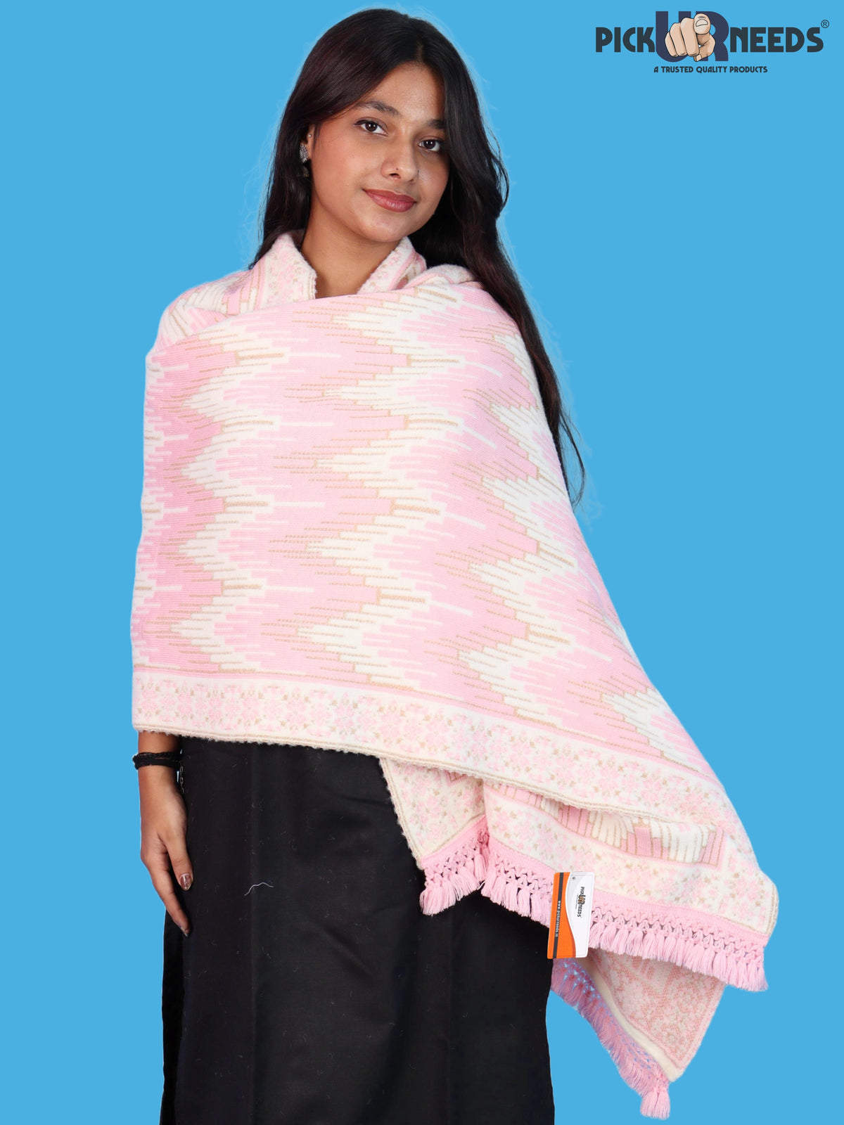 Pick Ur Needs Premium Wool Shawl For Womens & Girls Winter Muffler Soft Knitted Designer Wrap Warm Stole