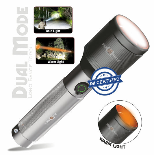 Pick Ur Needs Rechargeable 100W Aluminium Body Home Emergency Mini Search Torch Light Zoomable with 3 Mode + Side COB with 2 Mode 1200mAH Battery