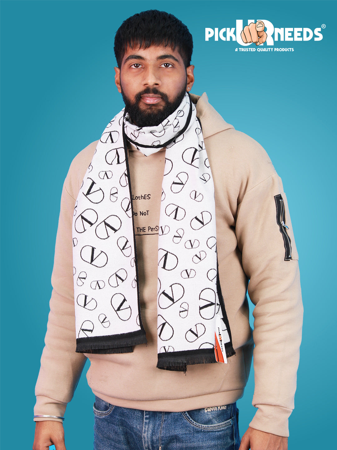 Pick Ur Needs Wool Blend Muffler for Men Soft Winter Scarf with Elegant Checks All-Day Comfort