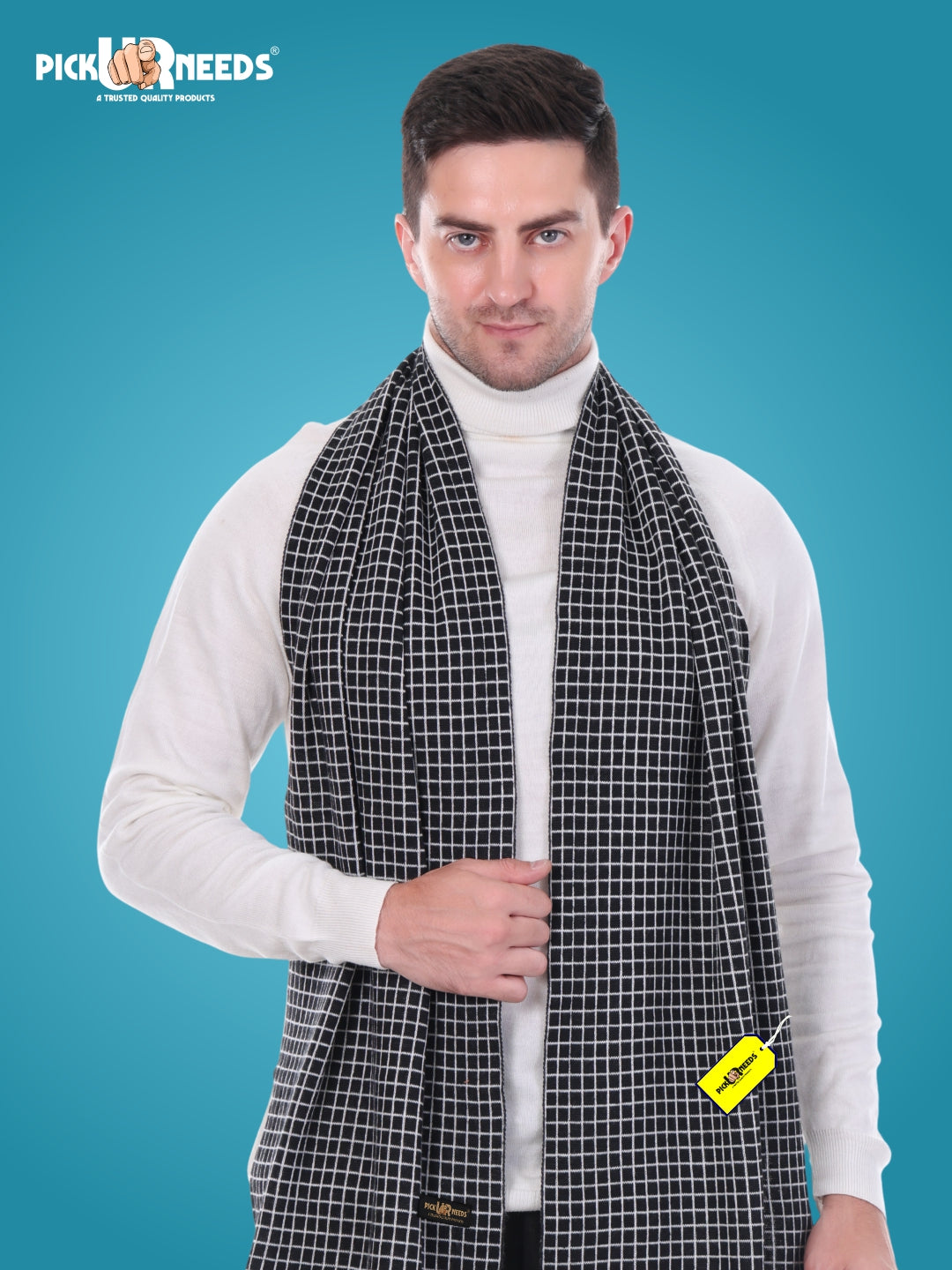 Pick Ur Needs Premium Checkered Winter Scarf, Muffler for Men – Soft, Warm, Breathable & Stylish