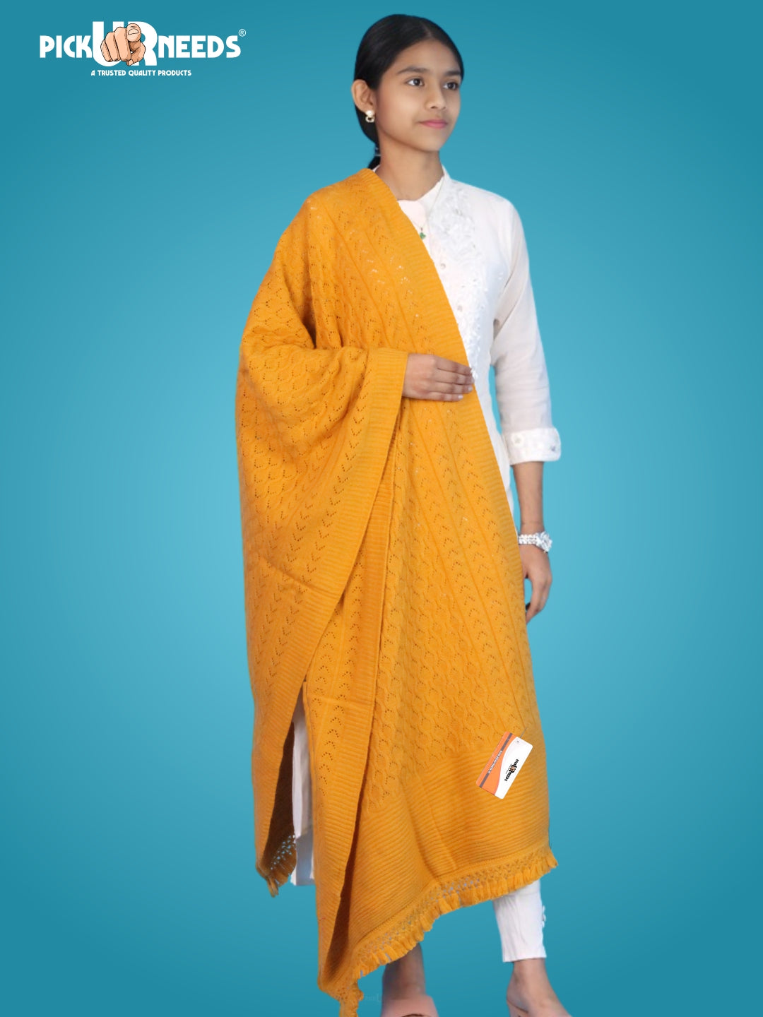 Pick Ur Needs Wool Self Design Women Shawl