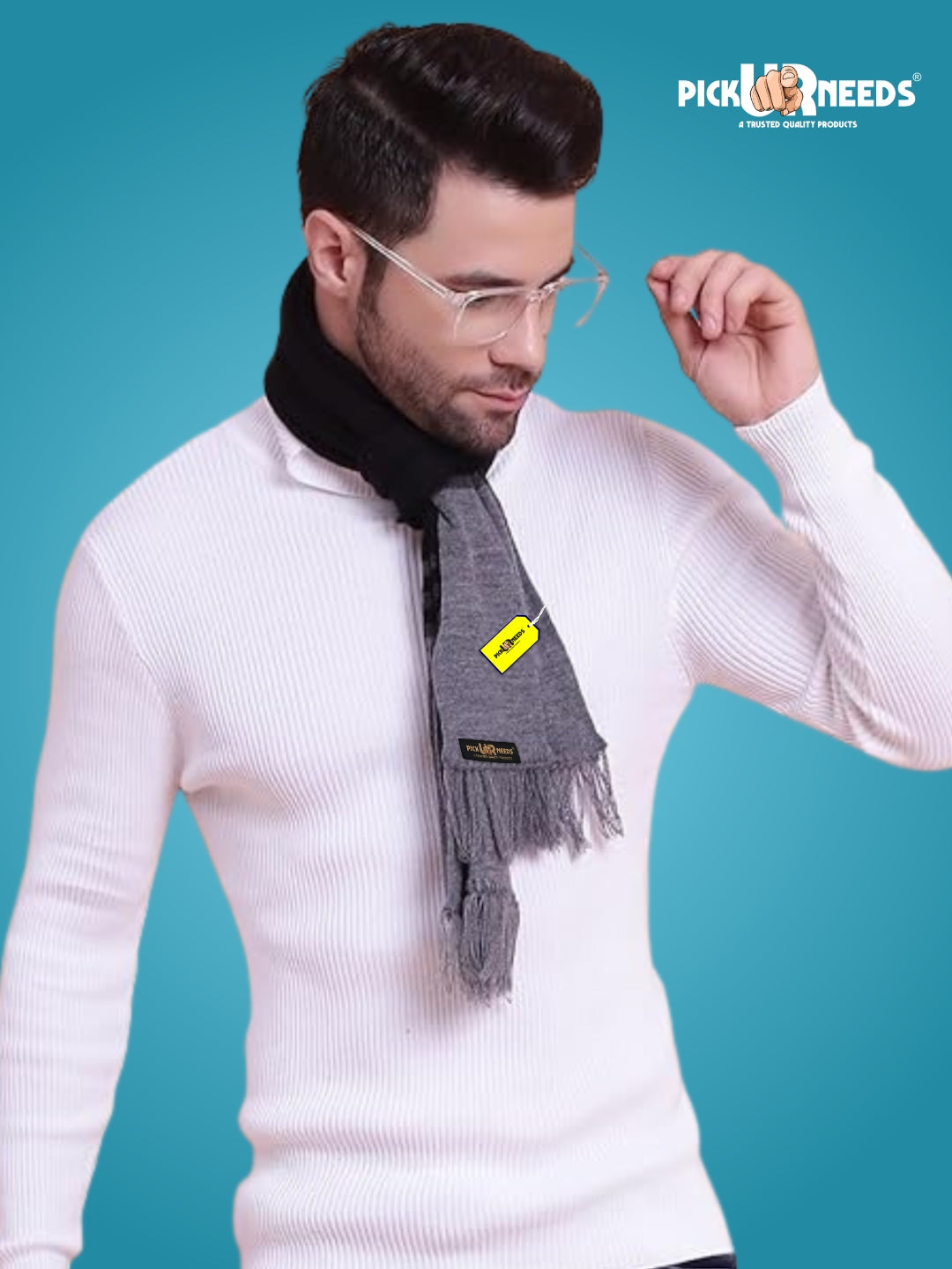 Pick Ur Needs Men's Stylish Striped Knitted Winter Scarf | Soft, Warm & Breathable Muffler for Casual & Formal Wear