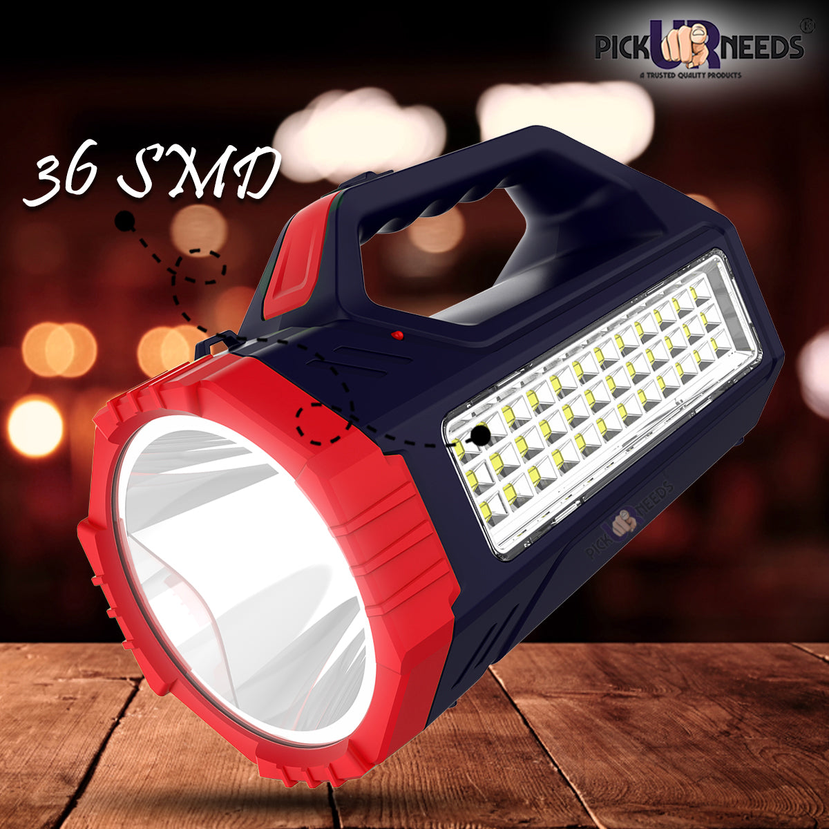 Pick Ur Needs Rechargeable Bright Led Torch Light Laser Long Range High Power Search Light Kisan Rechargeable with 36 Led Side Emergency Lights