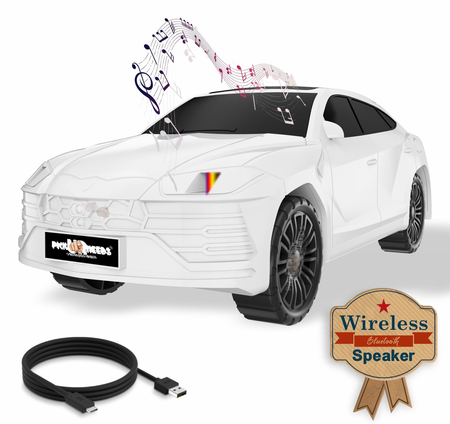 Pick Ur Needs Car-Shaped Bluetooth Speaker – 5W Wireless Audio, Bluetooth/USB/FM/SD Card, Type-C Fast Charging, Portable Stereo Sound