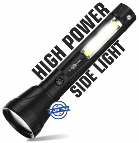 Pick Ur Needs Rechargeable 50W+Tube LED Torch Light With 3 Brightness Mode + C Type Charging 3 hrs Torch Emergency Light