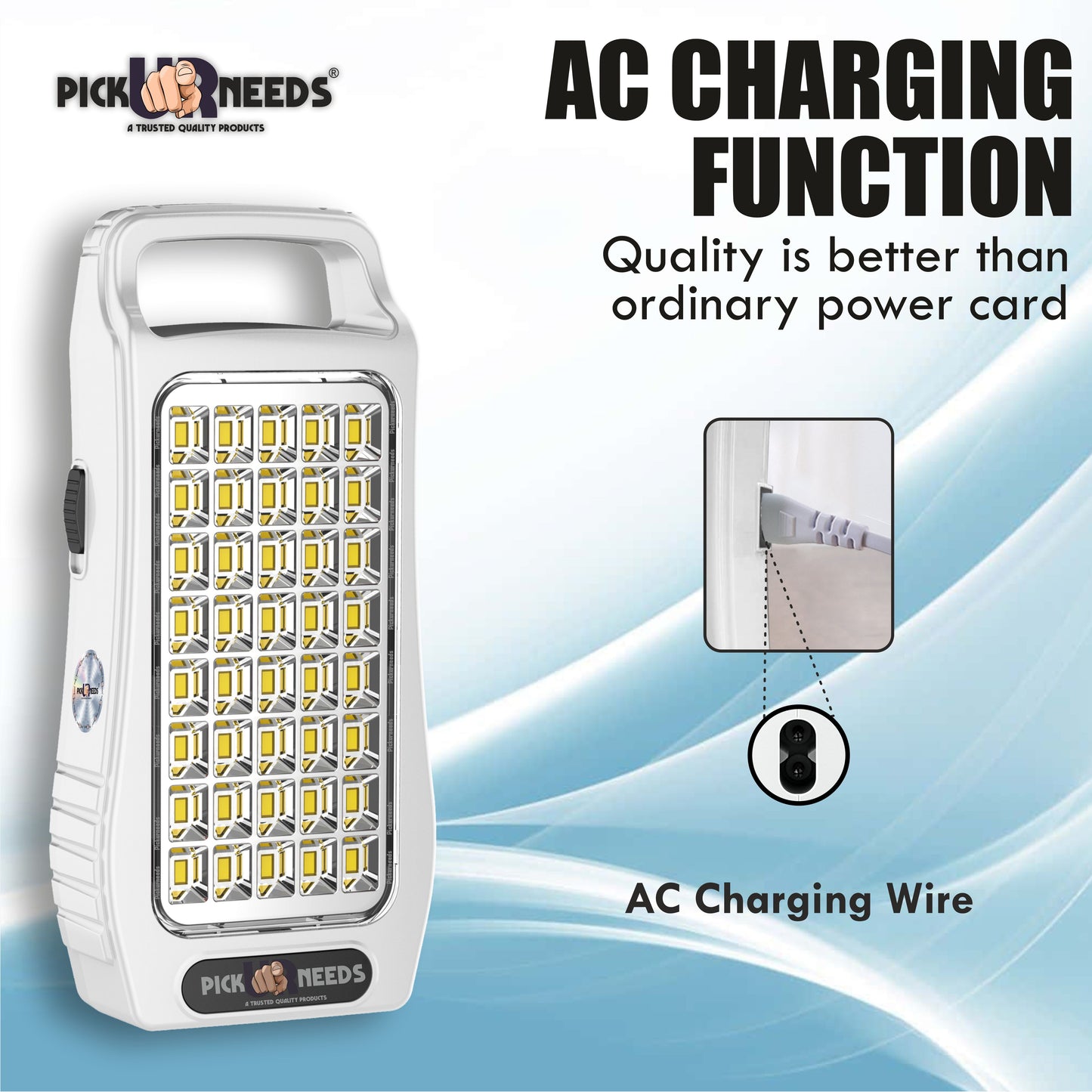 Pick Ur Needs 50W Rechargeable Emergency Light With 40 SMD Big LED 4500mAh Long Battery Backup 8 hrs Lantern Emergency Light