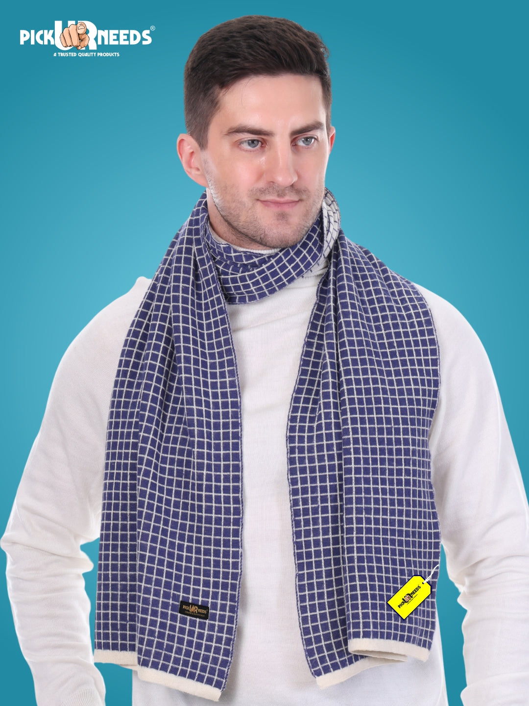 Pick Ur Needs Premium Checkered Winter Scarf, Muffler for Men – Soft, Warm, Breathable & Stylish