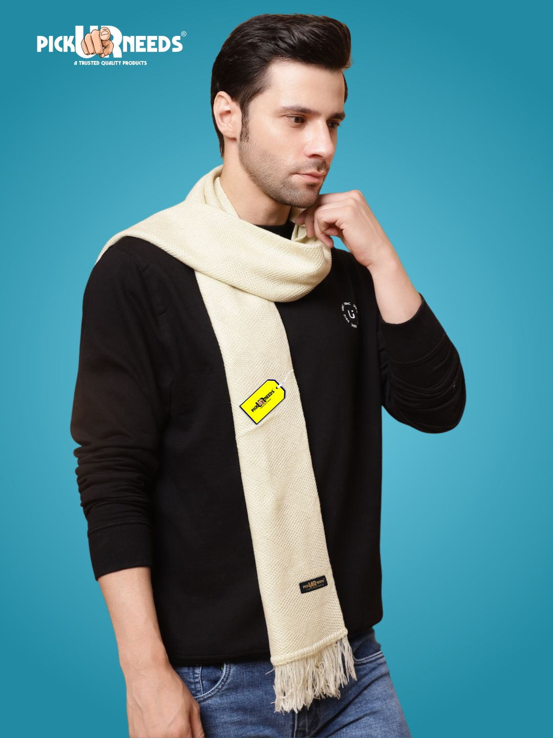 Pick Ur Needs Premium Soft, Warm & Breathable Wool Blend Winter Scarf for Men Fashionable Elegant Muffler