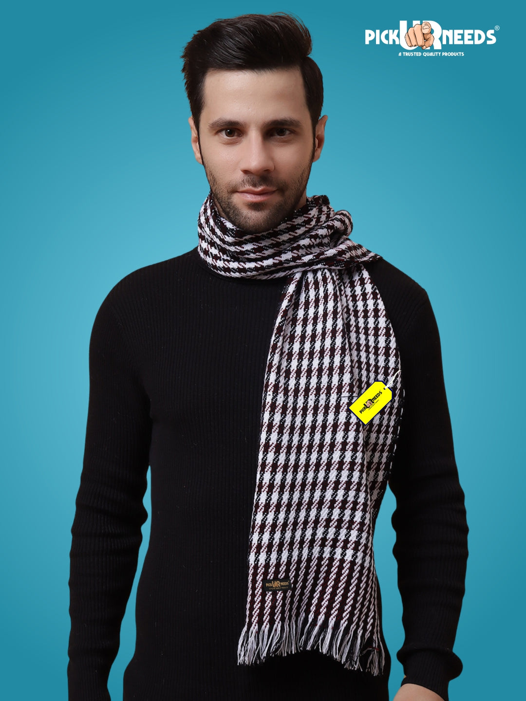 Pick Ur Needs Premium Men's Warm And Stylish Woolen Muffler With Multicolour Stripes And Stylish Tussles Ends