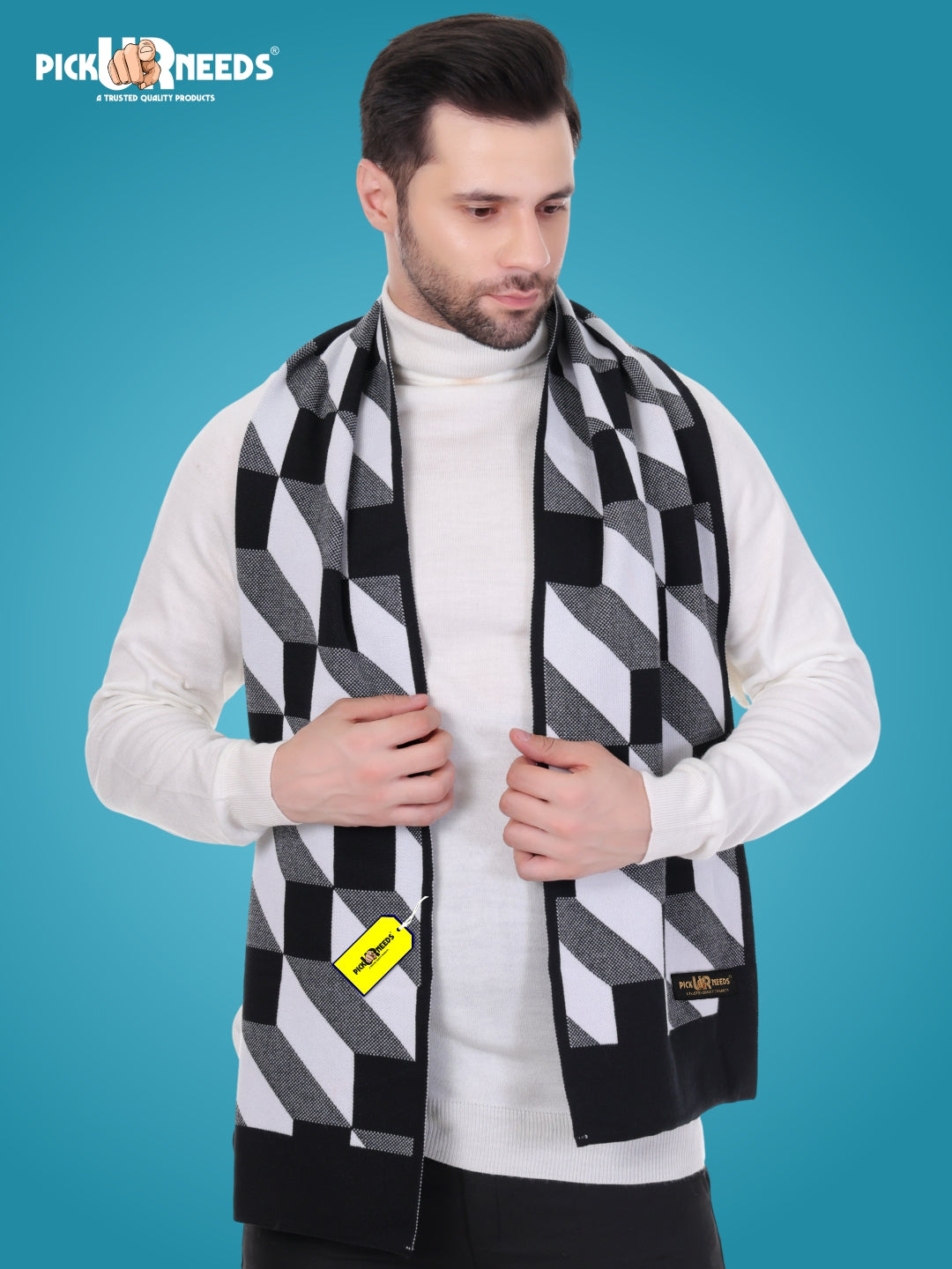 Pick Ur Needs Men’s Premium Winter Wool Muffler – Soft & Warm Knitted Scarf for Casual, Office & Travel Stylish Stripe Design