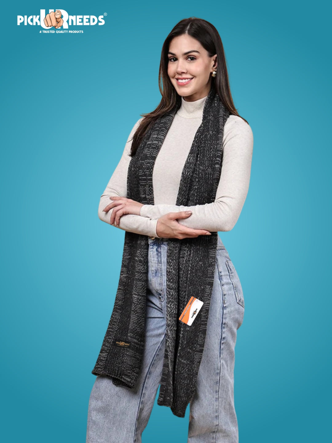 Pick Ur Needs Women’s Knitted Winter Scarf – Soft, Warm & Stylish Casual Long Muffler Stole for Girls